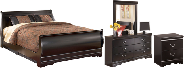 Signature Design by Ashley® Huey Vineyard 4-Piece Black Full Youth Sleigh Bed Set-0