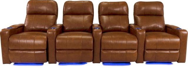 RowOne Prestige Home Entertainment Seating Brown 4-Chair Straight Row