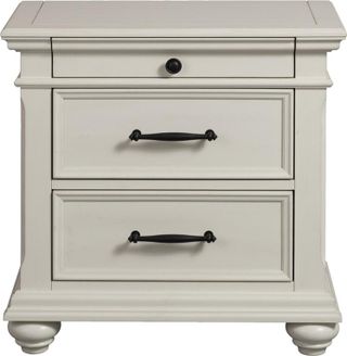 Elements Slater White Nightstand with USB