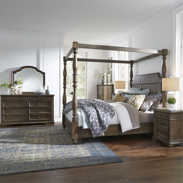 Liberty Furniture Homestead Burnished Sage 5 Piece King Canopy Bedroom Set 693 Br Kcbdmcn Liddiard Home Furnishings