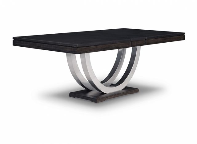 Handstone Contempo Pedestal Solid Top Dining Table w/Metal Curve 