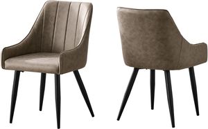 Dining Chair, Set Of 2, Side, Upholstered, Kitchen, Dining Room, Fabric, Metal, Beige, Black, Contemporary, Modern