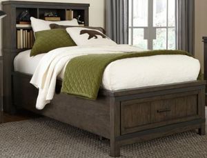 Liberty Thornwood Hills Rock Beaten Gray Full Bookcase Youth Bed