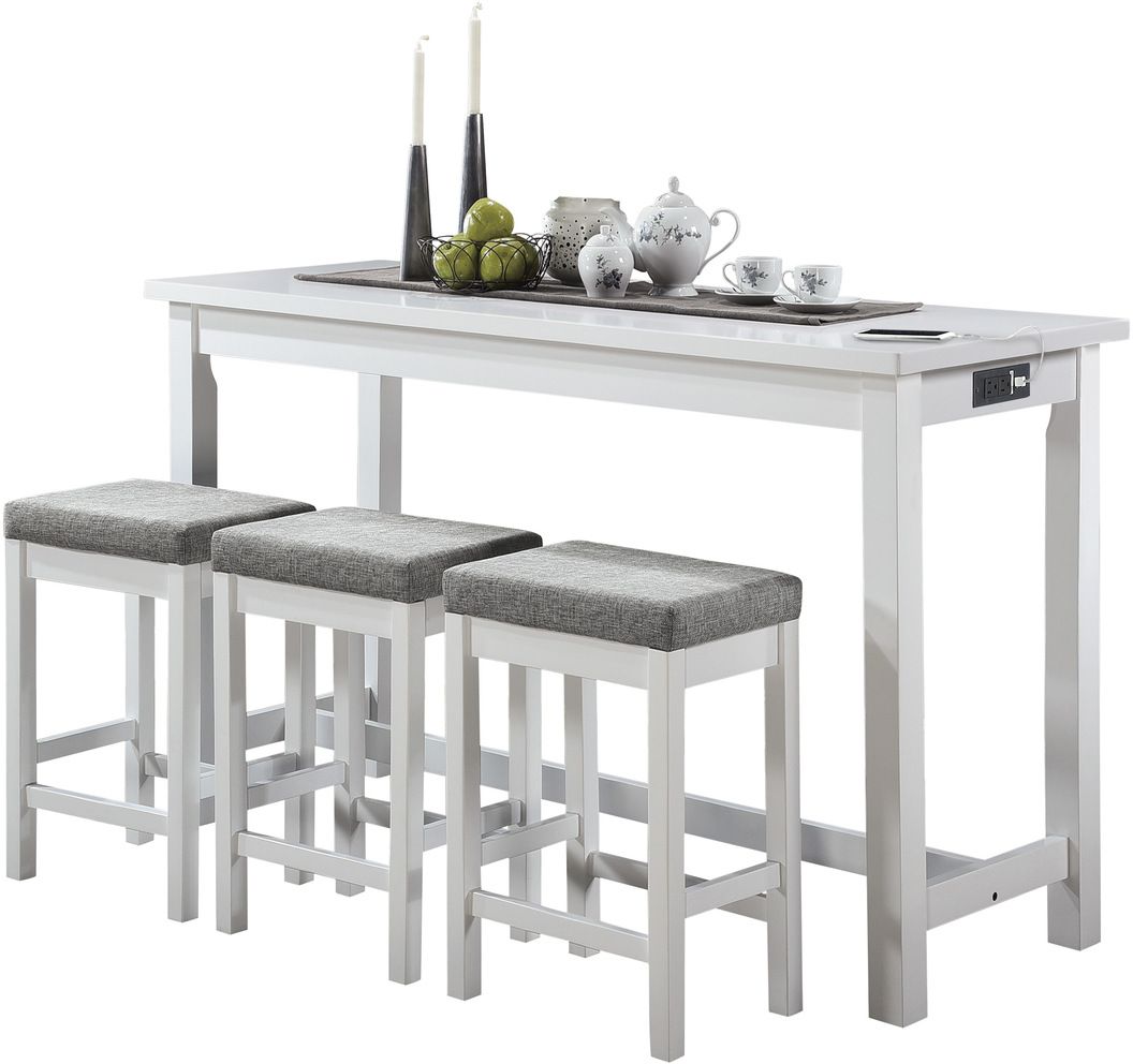 Homelegance Connected 4 Piece White Counter Height Dining Set