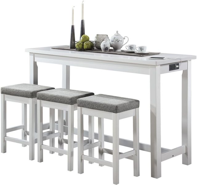 Homelegance® Connected 4-Piece White Counter Height Dining Set