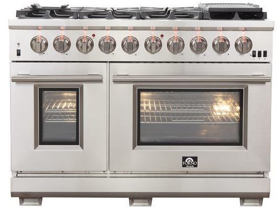 FORNO® Alta Qualita 48" Stainless Steel Pro Style Dual Fuel Natural Gas Range-1