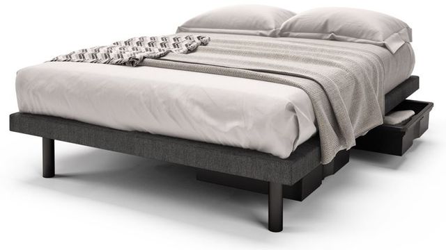 Lit plateforme grand lit Reflexx 13 po avec deux tiroirs de Beaudoin - Gris Motion 59 1