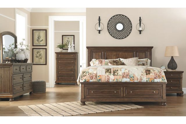 Signature Design by Ashley® Flynnter Medium Brown King Panel Storage Bed-3