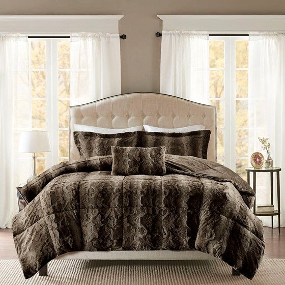 Zuri Faux Fur Square Pillow, Madison Park, Bedrooms & More