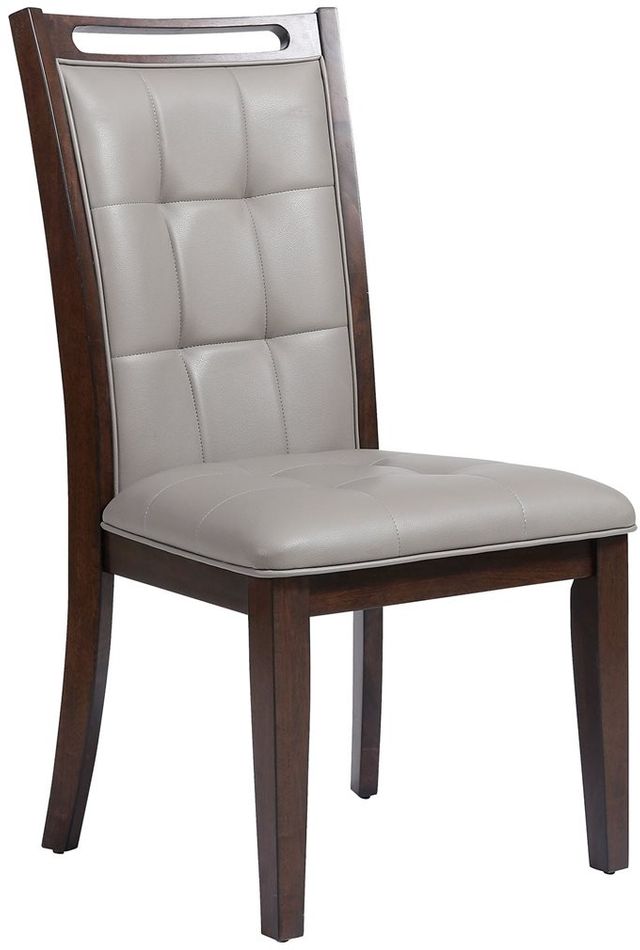 Stein World Lyman Grey Faux Leather Fabric. Rubber Wood in Arabica Finish Dining Chair 0