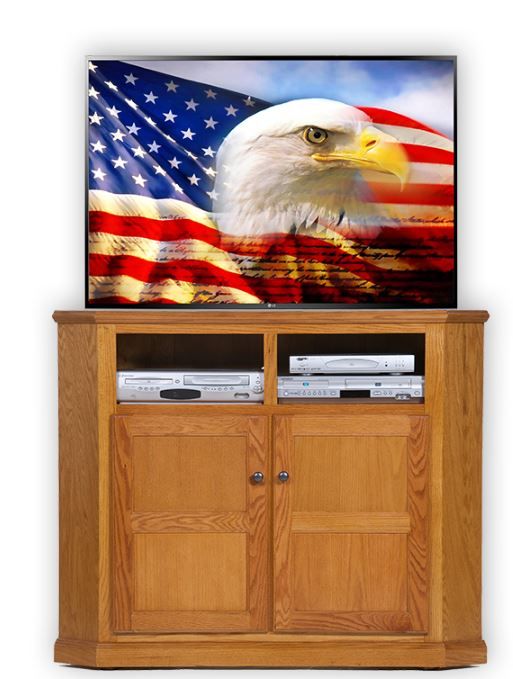 American Heartland Manufacturing Oak Tall Corner TV Stand 0