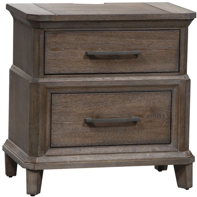 Liberty Furniture Artisan Prairie Gray Dusty Wax Nightstand With Charging Station 0