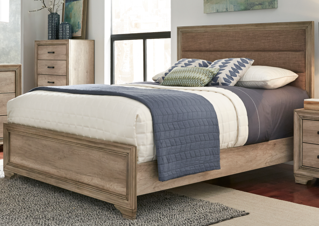 Liberty Furniture Sun Valley Bedroom King Upholstered Bed, Dresser and Mirror Collection
