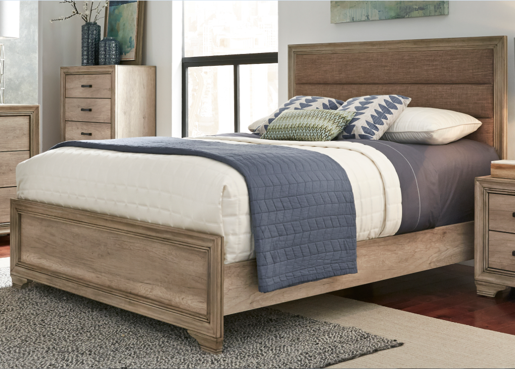 Liberty Furniture Sun Valley Bedroom Queen Upholstered Bed, Dresser and Mirror Collection