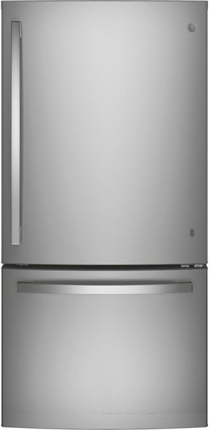 GE® 33 in. 24.8 Cu. Ft. Fingerprint Resistant Stainless Steel Bottom Freezer Refrigerator