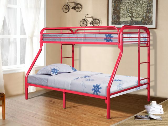 Donco Trading Company Red Twin/Full Metal Bunk Bed-0