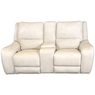Cheers Enzo Cream Power Reclining Loveseat with Console with Power Headrests