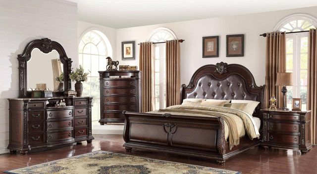 Crown Mark Stanley Cherry King Sleigh Bed-3