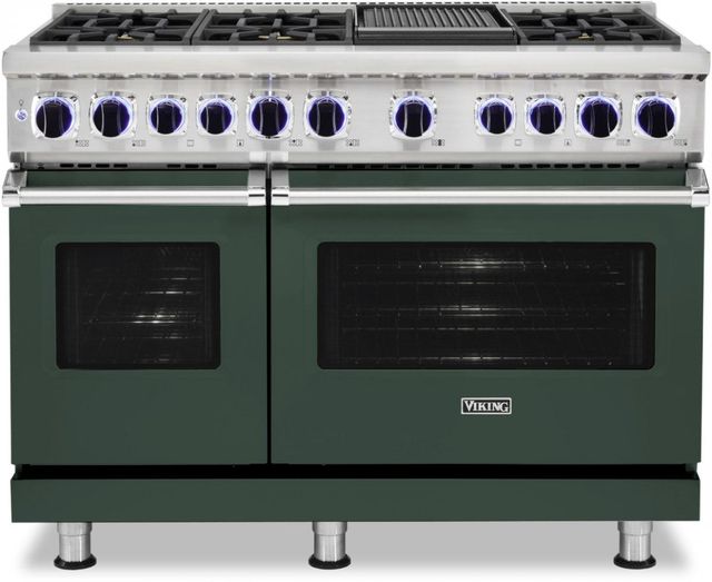 Viking® 7 Series 48" Blackforest Green Pro Style Dual Fuel Liquid Propane Range with 12" Griddle