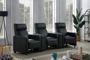 Coaster® Toohey 3-Piece Black Reclining Living Room Set