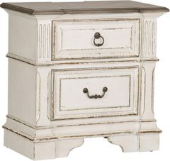 Liberty Furniture Abbey Park Antique White Two Drawer Nightstand With Charging Station