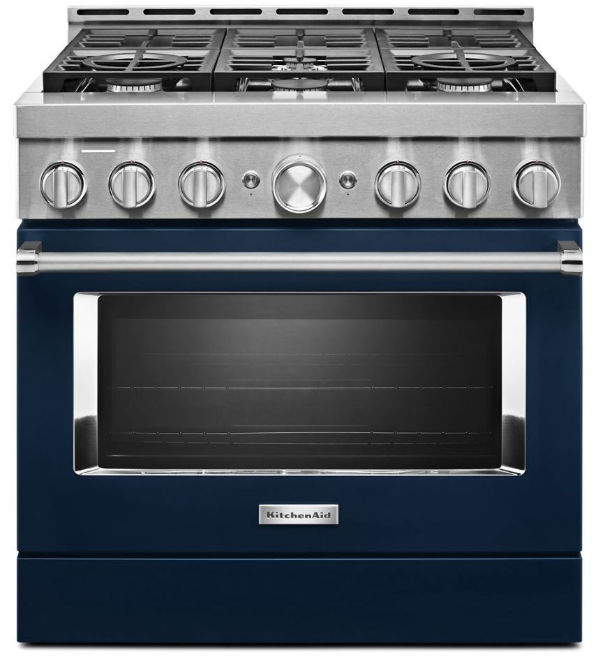 KitchenAid® 36" Ink Blue Smart Commercial-Style Gas Range