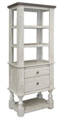 International Furniture Direct Stone Ivory Antiqued/Weathered Gray Bookcase