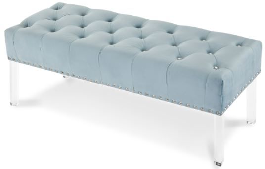 New Classic® Home Furnishings Vivian Light Blue Velvet Bench 0