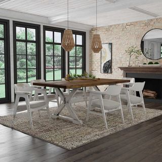 Nest Home Collections Mimi Natural White Dining Table & Six Wagner Chairs