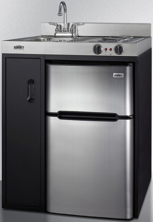 Summit® 30" Black and Stainless Steel All-In-One Kitchenette-2