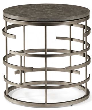 Flexsteel® Halo Antiqued Concrete/Soft Silver Round Lamp Table