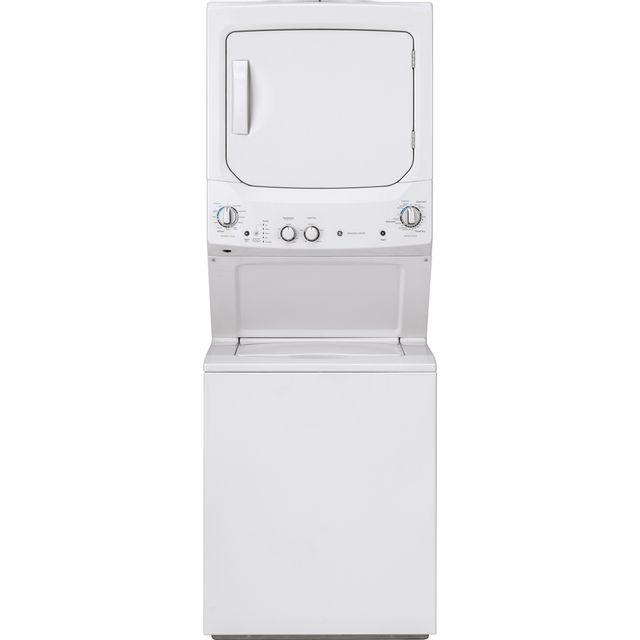 GE® Unitized Spacemaker 2.6 Cu. Ft. Washer, 4.4 Cu. Ft. Dryer White Stack Laundry 2