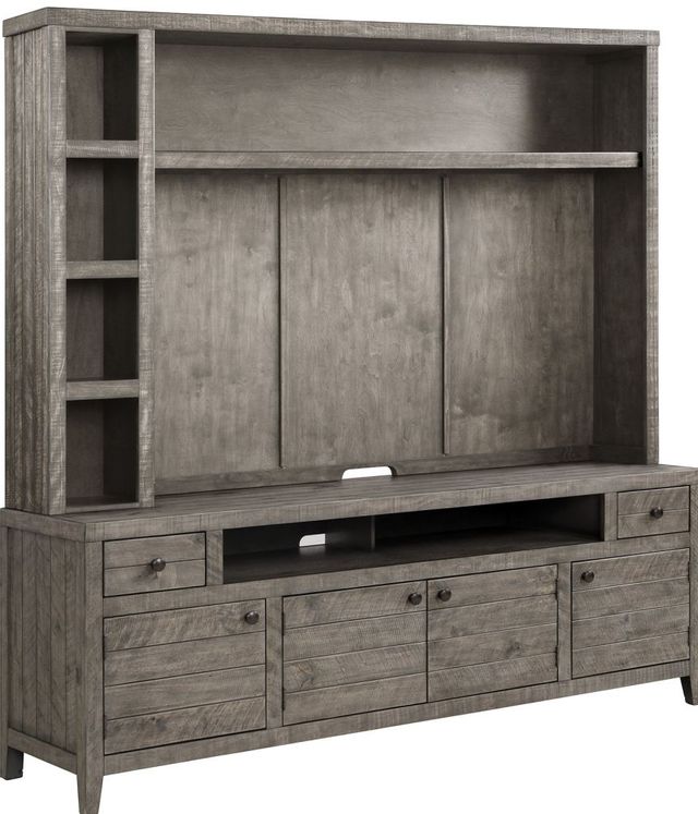 Parker House® Tempe Grey Stone 84" TV Console with Hutch and Back Panel