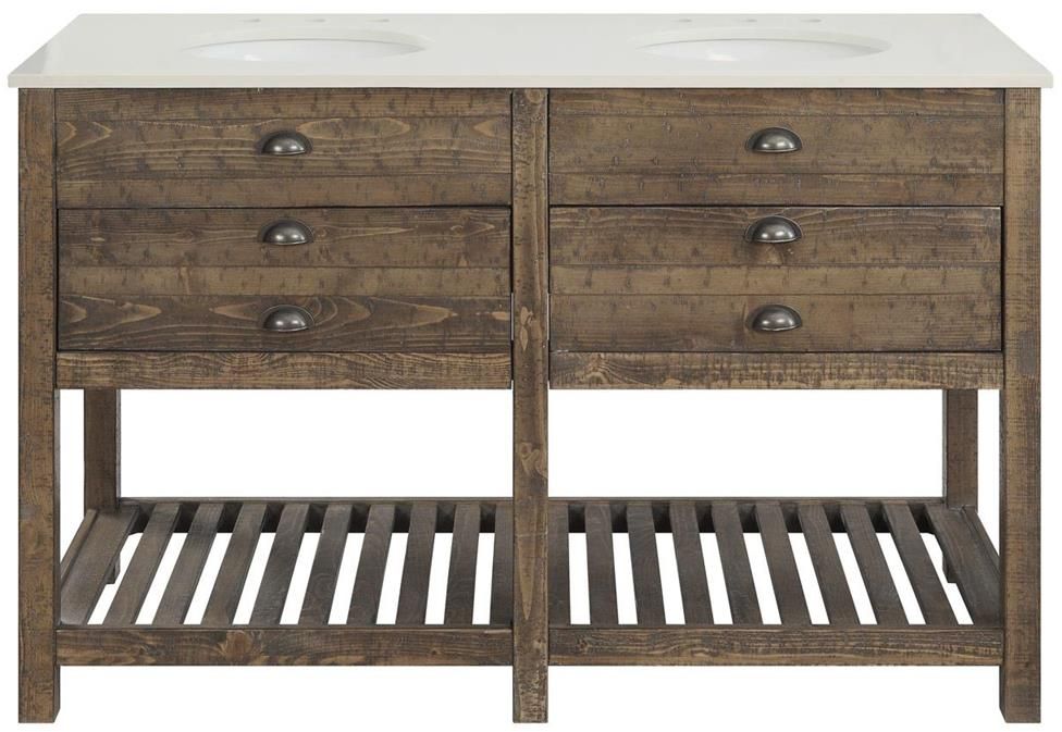 Coast to Coast Accents™ Cayhill Distressed Brown Double Sink Vanity