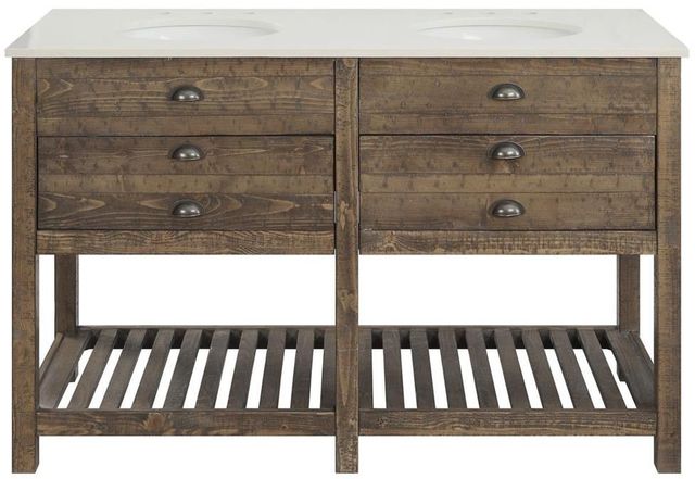 Coast to Coast Accents™ Cayhill Distressed Brown Double Sink Vanity-0