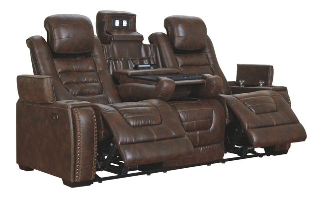 Signature Design by Ashley® Game Zone Bark Power Reclining Sofa with Adjustable Headrest-1