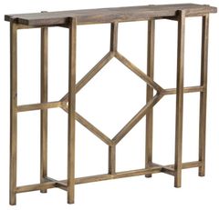 Crestview Collection Bengal Manor Antique Gold Iron Diamond Console Table
