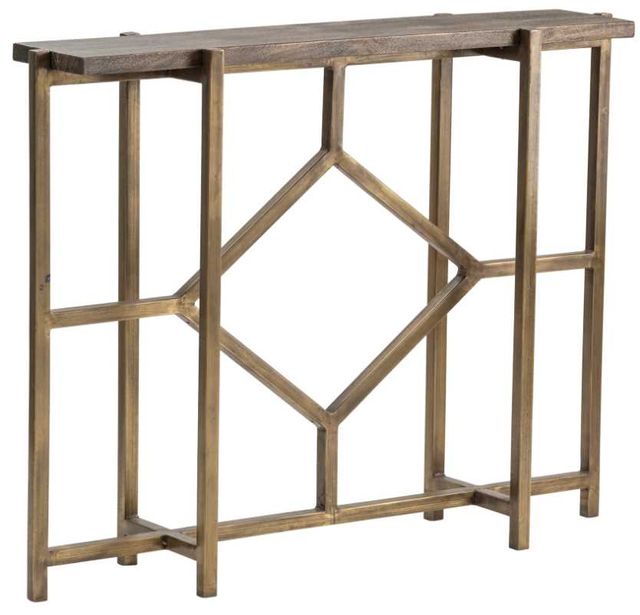 Crestview Collection Bengal Manor Antique Gold Iron Diamond Console Table-0