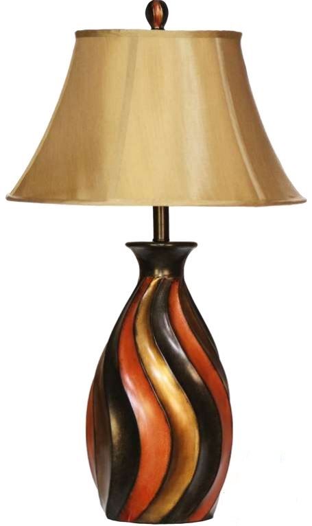 H & H Lamp Orange, Black & Gold Lamp