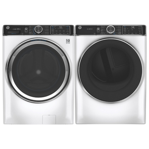 GE 850 Series White Front Load Washer & Electric Dryer Package