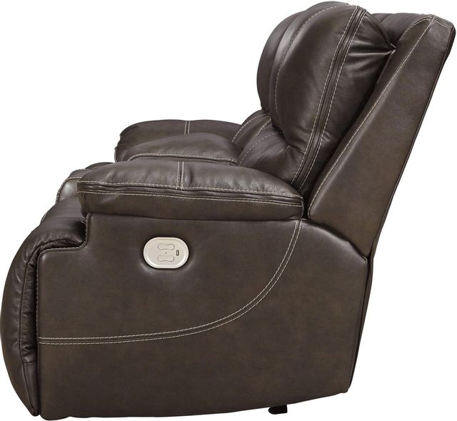 Signature Design by Ashley® Ricmen Walnut Power Reclining Loveseat with Console 3