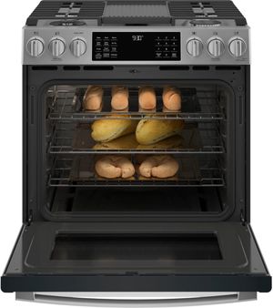 GE Profile 30" Fingerprint Resistant Stainless Steel Slide In Gas Range