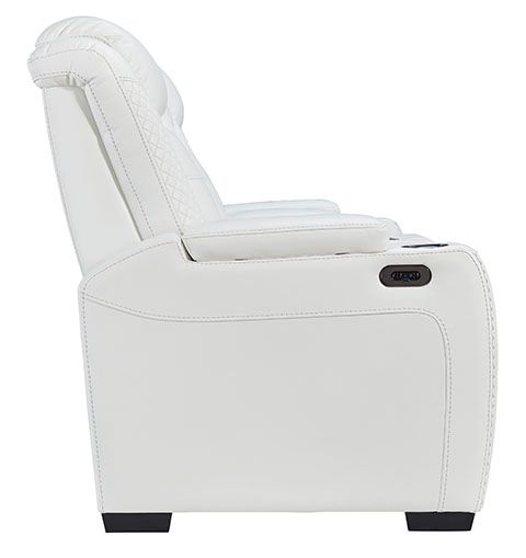 Signature Design by Ashley® Party Time White Power Reclining Loveseat 7