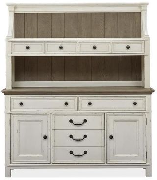 Magnussen Home® Bellevue Manor Bisque and Weathered Shutter Buffet with Hutch