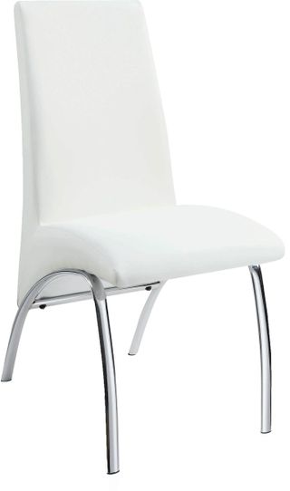 Coaster® Beckham Set of 2 White And Chrome Upholstered Side Chairs