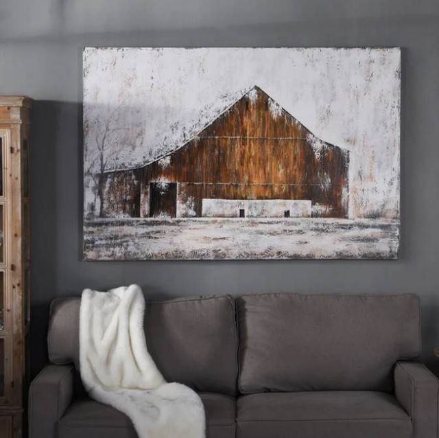 Stylecraft Aged Barnhouse Brown White Wall Art 