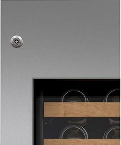 Sub-Zero® 18" Integrated Stainless Steel Wine Storage Door Panel with Tubular Handle and Lock