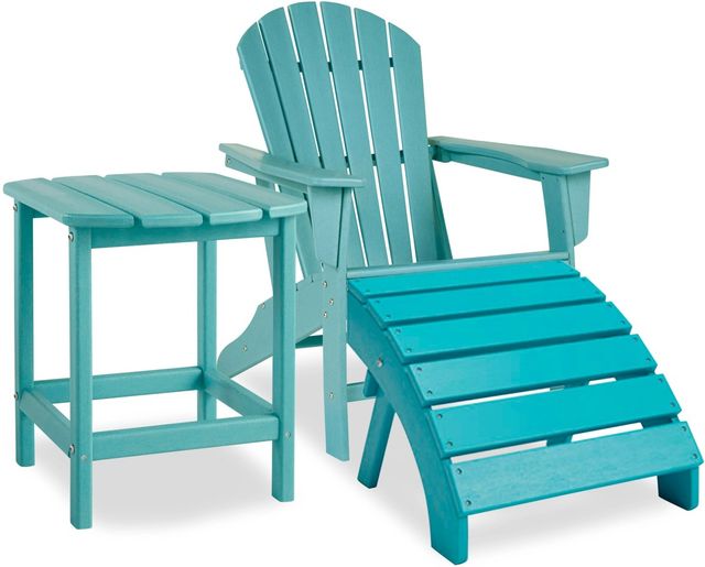 Signature Design by Ashley® Sundown Treasure 3-Piece Turquoise Outdoor Seating Set