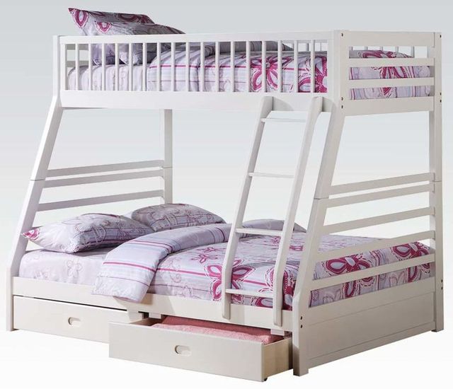 Acme Furniture Jason White Twin Full Bunk Bed 37040 Ambience Furniture Manteca Ca