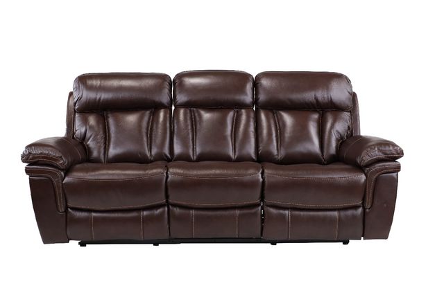 Man Wah Brown Leather Reclining Sofa-1